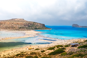 Fototapeta na wymiar Beautiful seaside landscape scenery with colourful sea water and clear blue skies