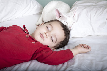 Sleeping Child with Cat