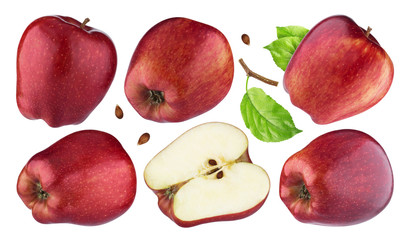Red apple isolated on white background with clipping path. Collection