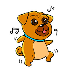 Cartoon dancing pug . illustration