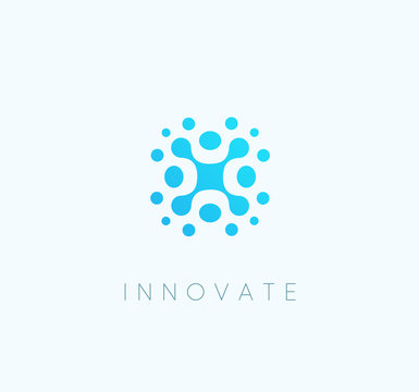 Innovate technology blue iccon, abstract technological vector logo template.
