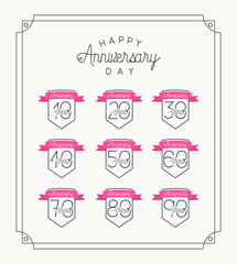 happy Anniversary card with decades vector illustration design