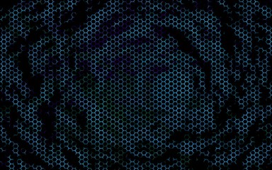 Honeycomb on a blue green background. Perspective view on polygon look like honeycomb. Isometric geometry. 3D illustration