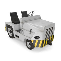 Diesel Aircraft Tow Tractor on white. 3D illustration isolated on white background