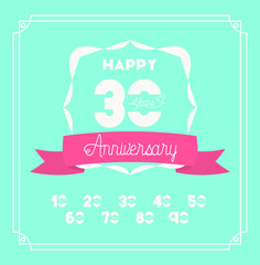happy Anniversary card with decades vector illustration design