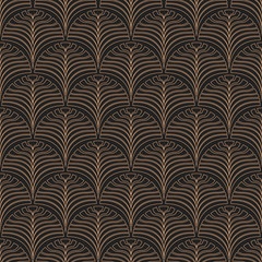 Art Deco seamless pattern. Gold on black - obrazy, fototapety, plakaty
