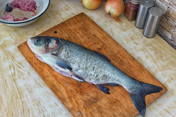 Evisceration of fish or cleaner of fresh fish at domestic kitchen