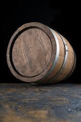 background of barrel and worn old table of wood