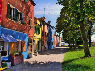 Fototapeta na wymiar A cool and shady area in Burano Italy