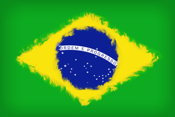 Beautiful background of the flag of Brazil close-up
