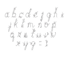 Fototapeta na wymiar alphabet type font with leafs vector illustration design