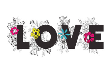 love message with hand made font vector illustration design