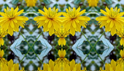 floral ornament of Golden ball flowers seamless pattern horizontal