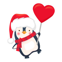 penguin holding heart