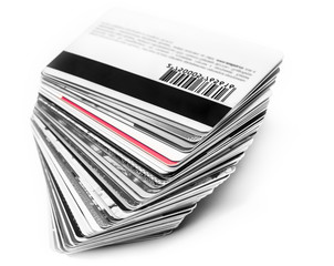 stack of plastic cards