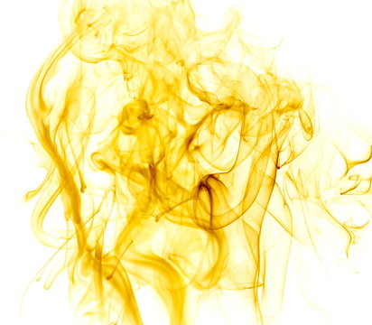 Yellow smoke on white background