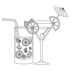 set cups cocktails icons vector illustration design