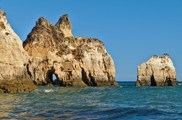 Fototapeta na wymiar Three Brothers Beach - Praia dos Tres Irmaos. Algarve, Portugal