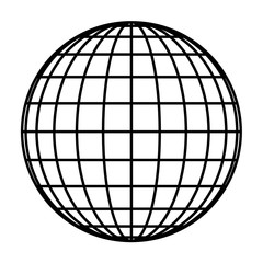 Earth planet globe grid of black thick meridians and parallels, or latitude and longitude. 3D vector illustration.