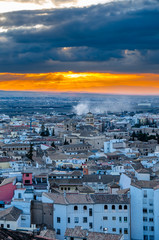 Obraz premium Cityscape at sunset of Granada, Spain