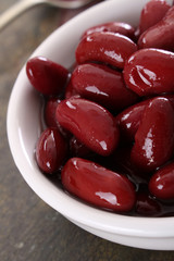 red kidney beans in white dish