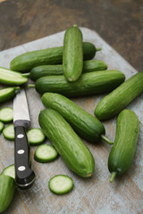 slicing baby  cucumber