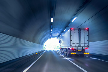 Truck passing through tunnels for safe and fast transport.