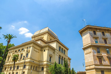 View on the historic architecture in Rome, Italy on a sunny day.