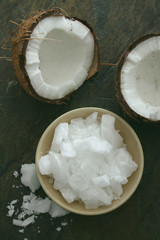 Fototapeta na wymiar healthy coconut oil in dish