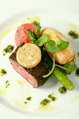 plated fillet steak meal