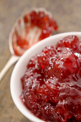 fresh strawberry jam in dish