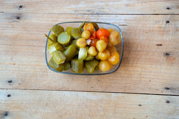 sliced pickled on board