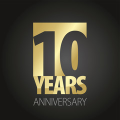 10 Years Anniversary gold black logo icon banner