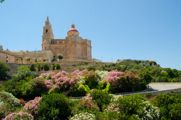 Parish Church of Mellieha, Malta, on summer
