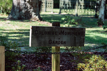 Sign for Colonial Monument Garden in Bonaventure Cemetery Savannah Georgia