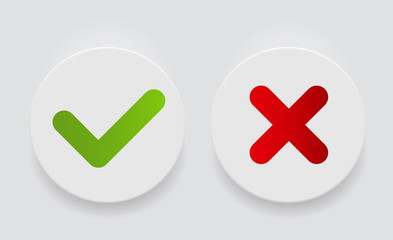 Red and Green Check Mark Icons Button Vector Illustration