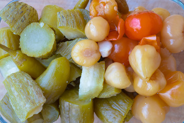 sliced pickled on board