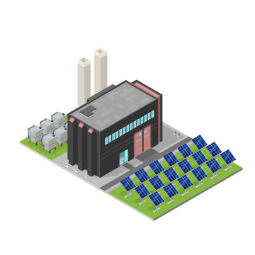 Isometric Solar Power Station Building
Industrial fuel generation.