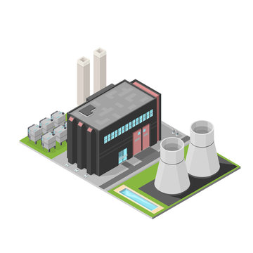 Isometric Nuclear Power Station Building
Industrial fuel generation.