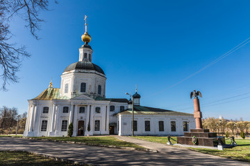 Fototapeta na wymiar Historical museum of local lore located in the Bogoroditsky temple in Vyazma, Russia