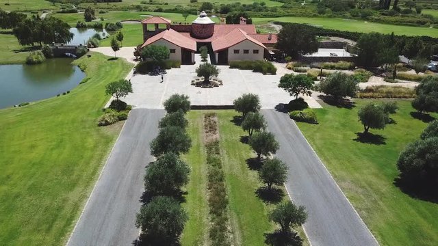 An aerial flight over the club house at the La Estancia golf course in Cafayete, Argentina.