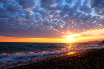 Beautiful sunset above Black sea