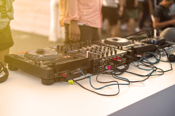 Naklejka premium new dj place setup outdoor on summer party
