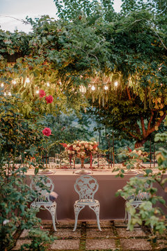 Beautiful table setting for the garden dinner