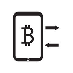 bitcoin exchange and telephone icon vector desing illustration