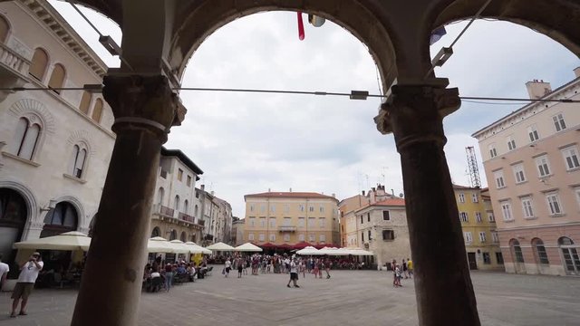 Pula city center streets during the beautiful summer day