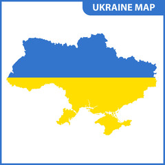 The detailed map of Ukraine with National Flag
