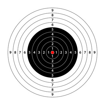 Target template for shooting with scores. Bullseye symbol
