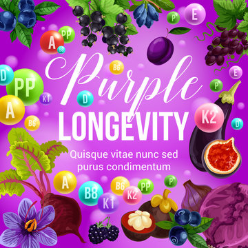 Purple diet and longevity berry and fruit food