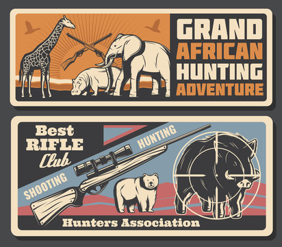 African Safari animals hunting adventure poster